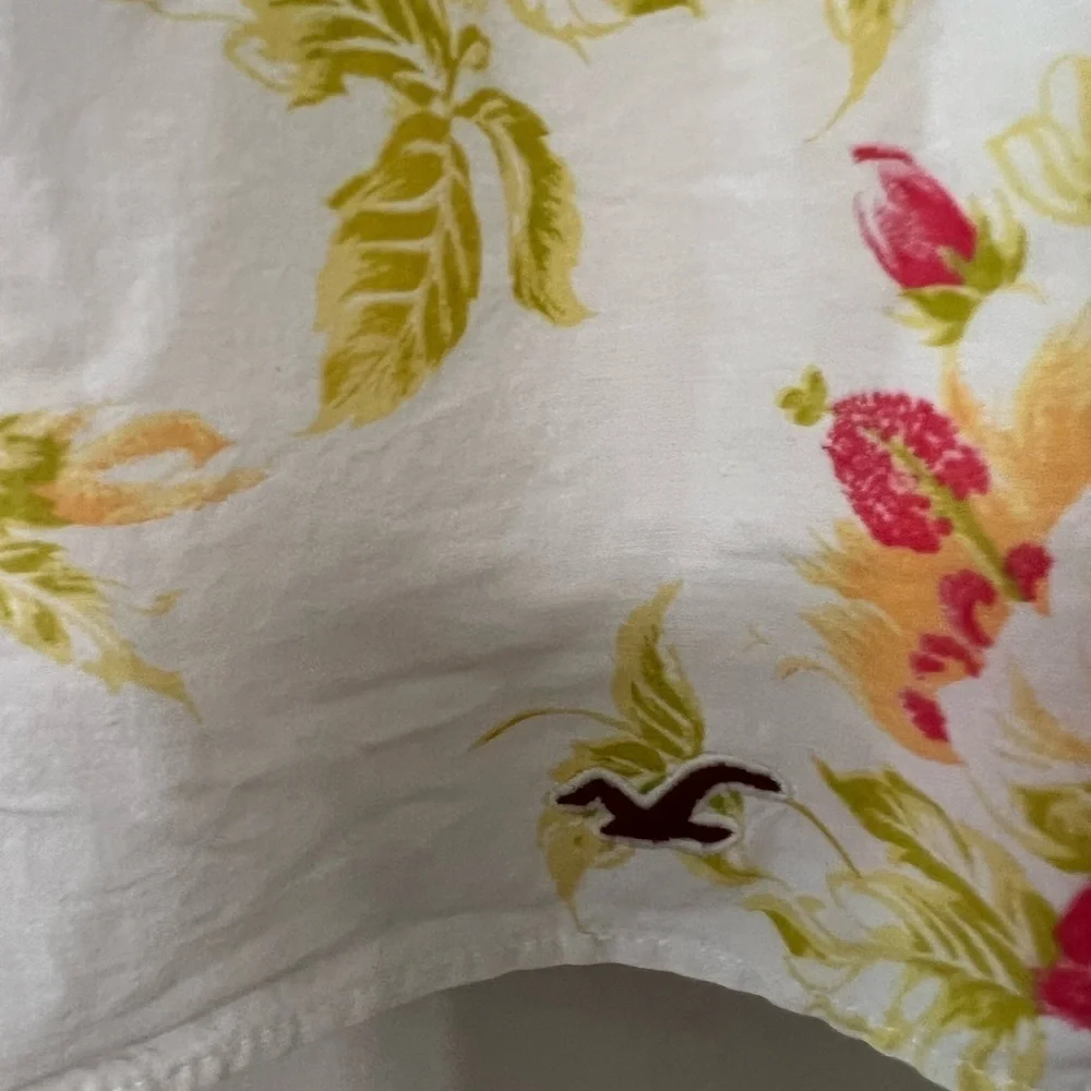 Hollister Floral Tiered Skirt Size L Elastic Waist Boho Cottagecore Mini Skirt